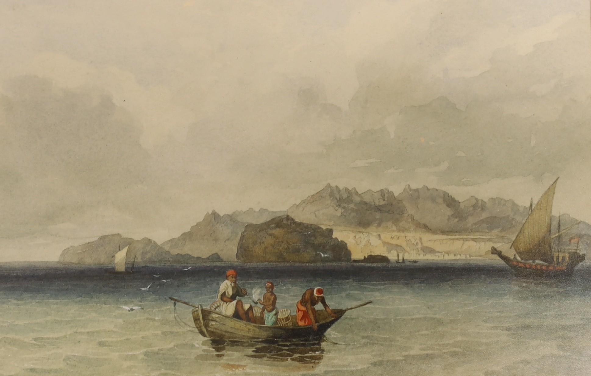 After Henry Fitzcook, six colour prints, 'The overland route to India', together with four colour prints after Turner, largest 15 x 23cm